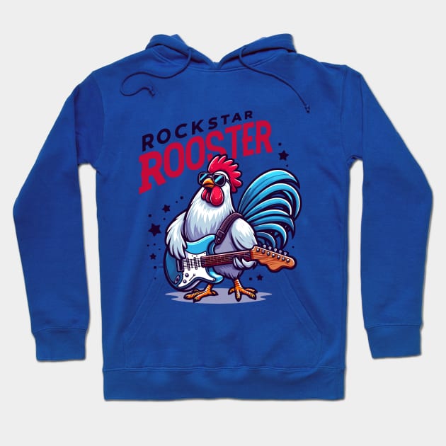 Rockstar Rooster: Feathered Guitarist Hoodie by SimplyIdeas